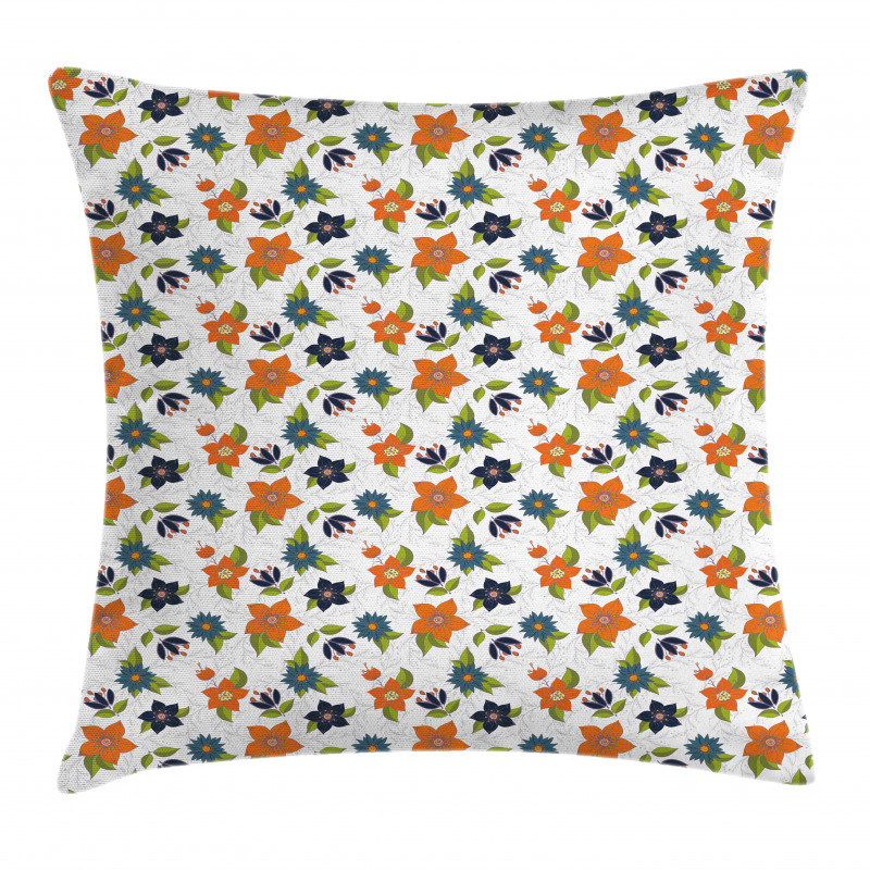 Abstract Flowers Leaves Pillow Cover