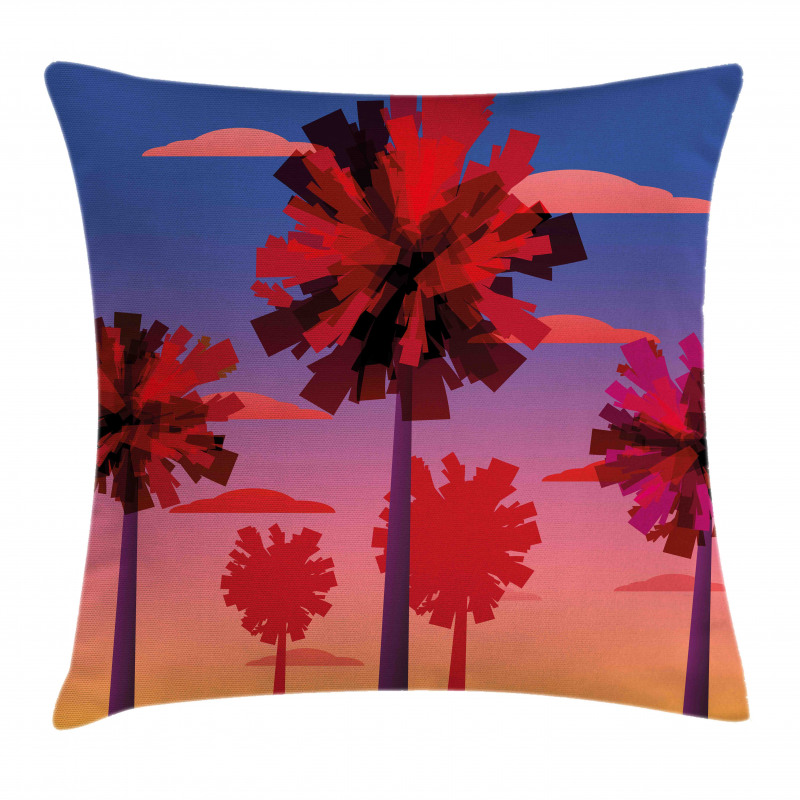 Modern Sunset Tropic Trees Pillow Cover