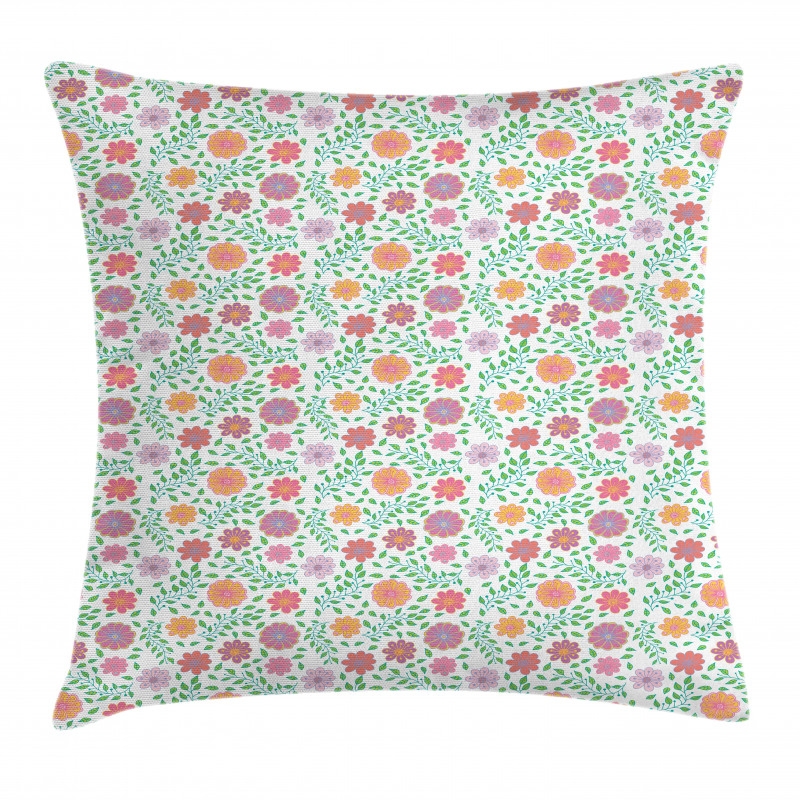 Doodle Flowers Leafy Pillow Cover