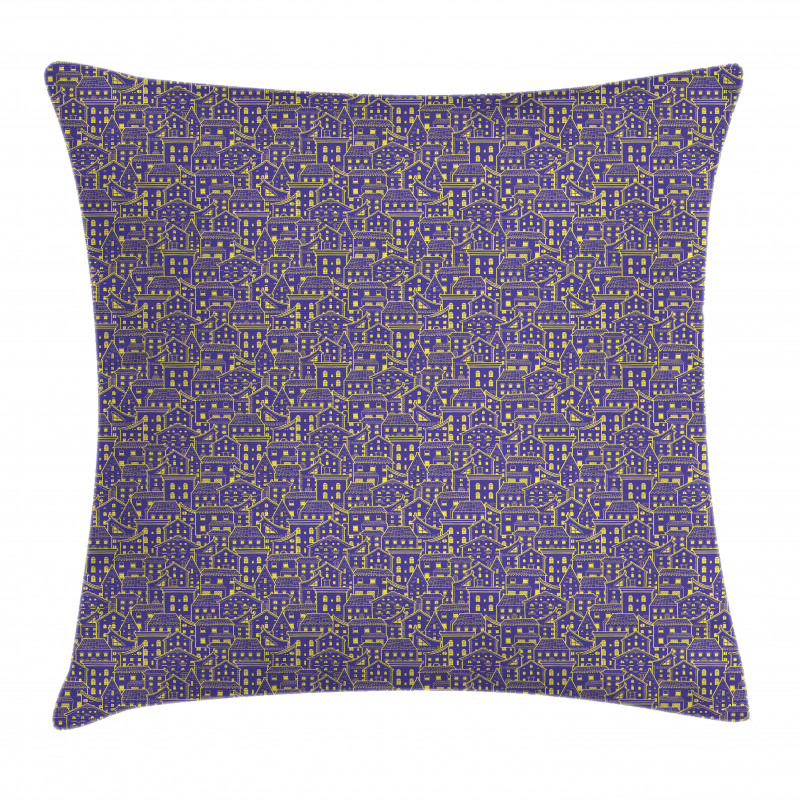 Bicolour Doodle Houses Pillow Cover