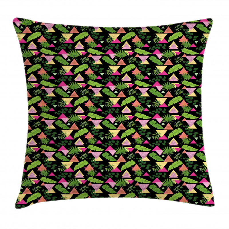 Exotic Leaves Triangles Pillow Cover