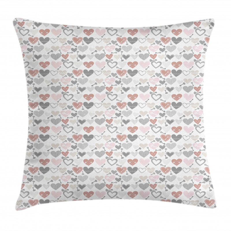 Hearts and Keys Pillow Cover