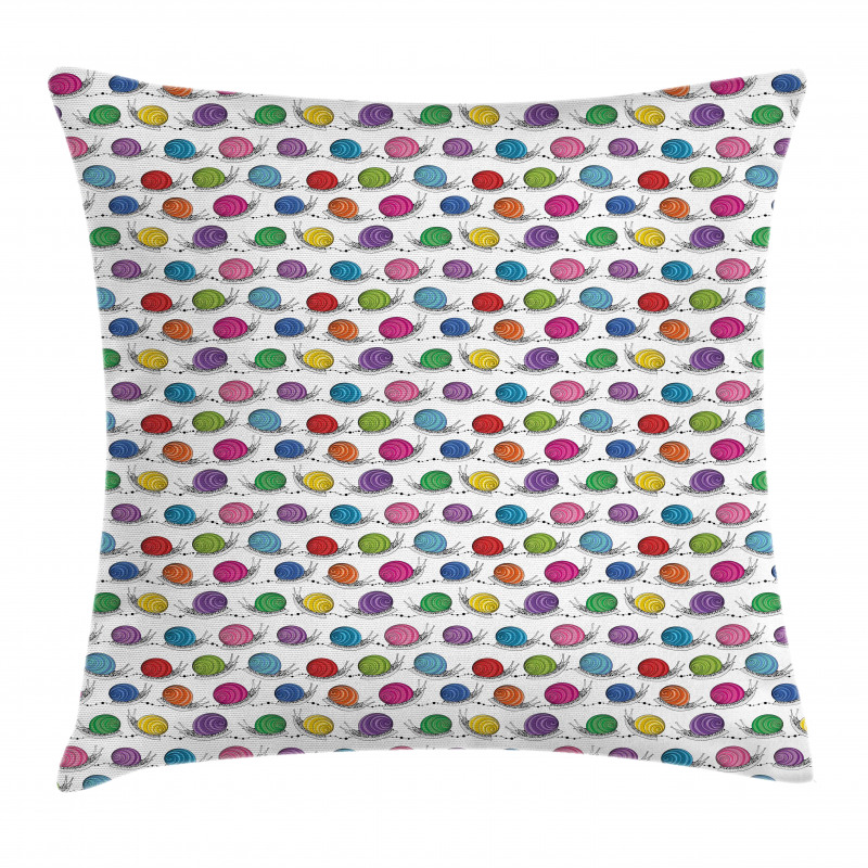 Funny Shelled Vivid Snails Pillow Cover