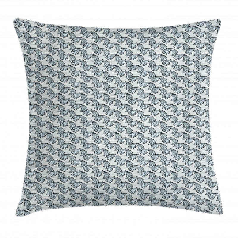 Pastel Tone Wavy Sea Doodle Pillow Cover