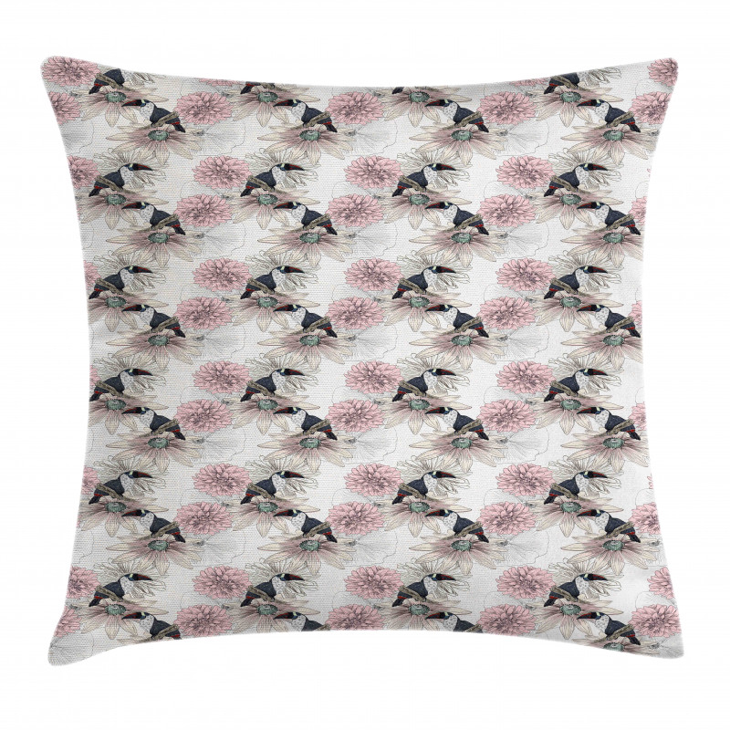 Vintage Toucan and Flowers Pillow Cover