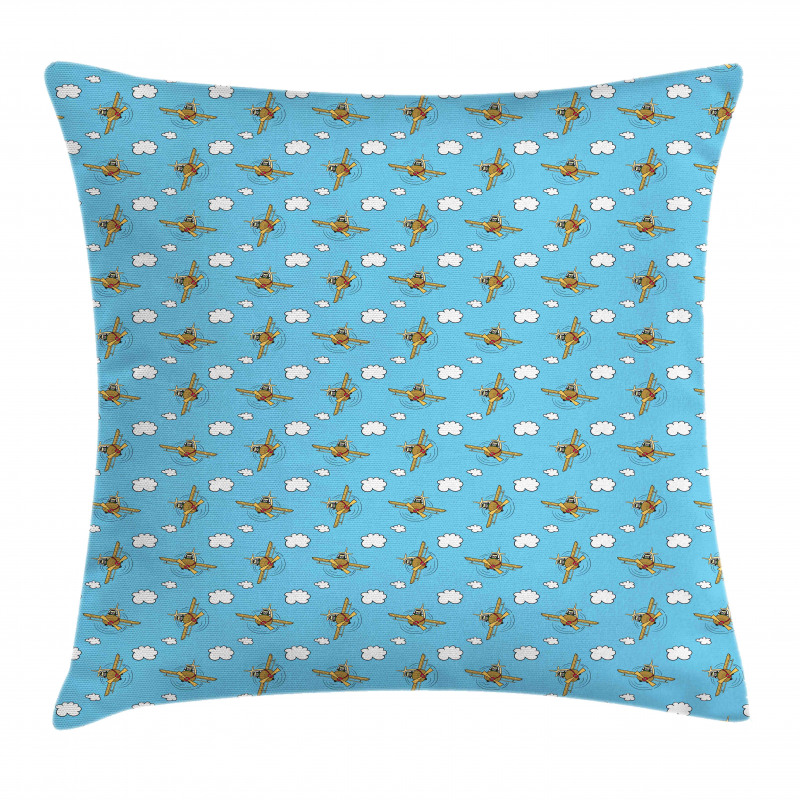 Clouds and Plane Pilot Pillow Cover