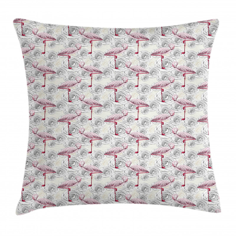 Roses and Flamingos Pillow Cover