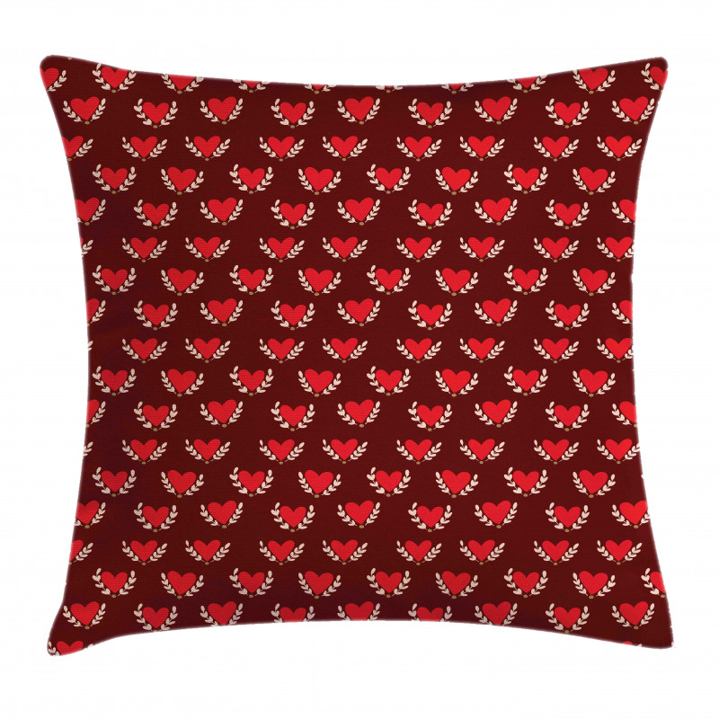 Hearts and Leafy Branches Pillow Cover