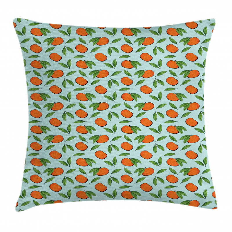 Mandarin Fruit and Leaves Pillow Cover