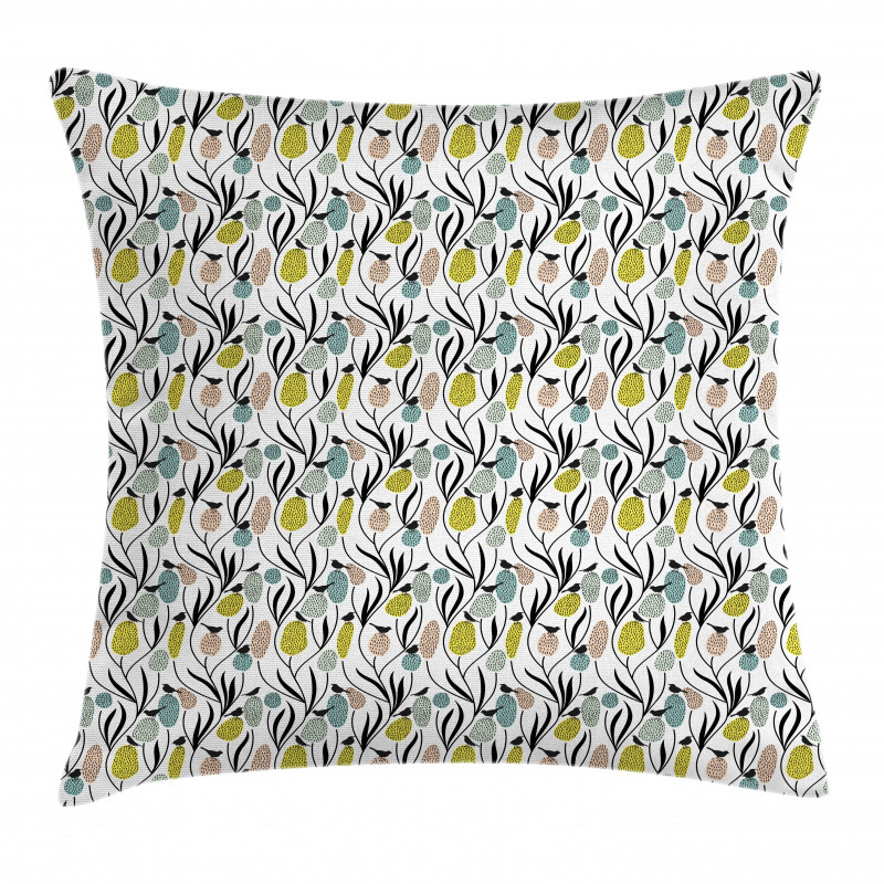 Birds and Abstract Plants Pillow Cover