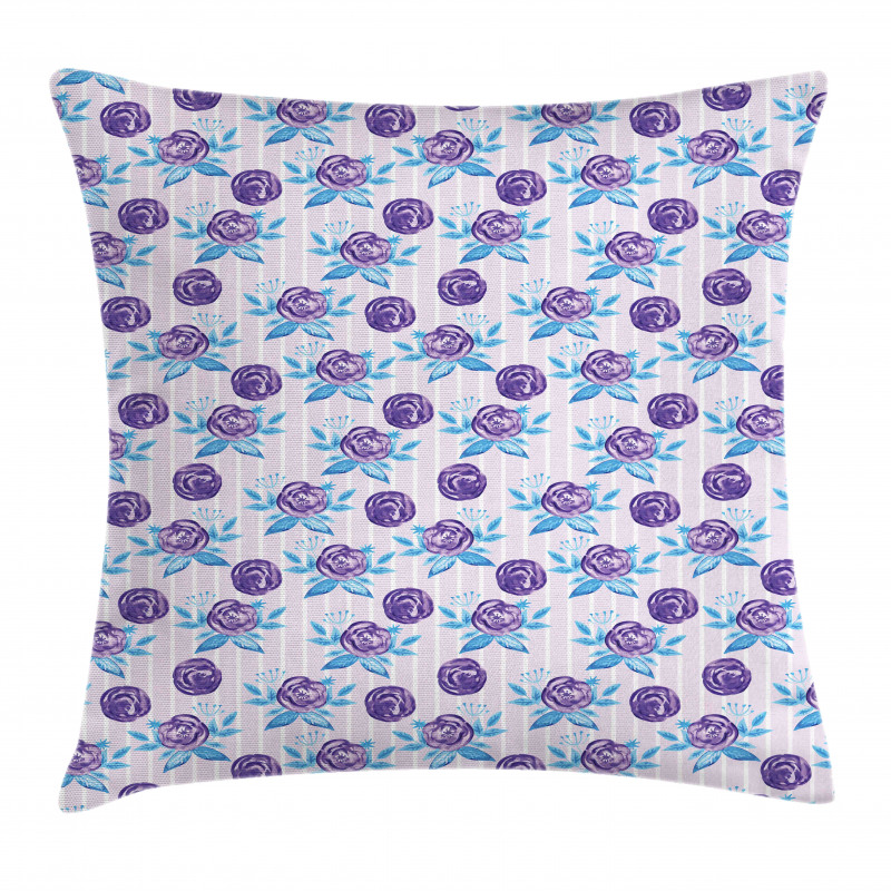 Abstract Roses on Stripes Pillow Cover