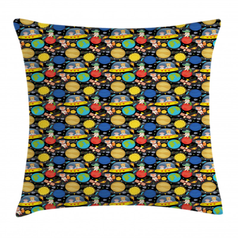 Animals and Planets Fun Pillow Cover