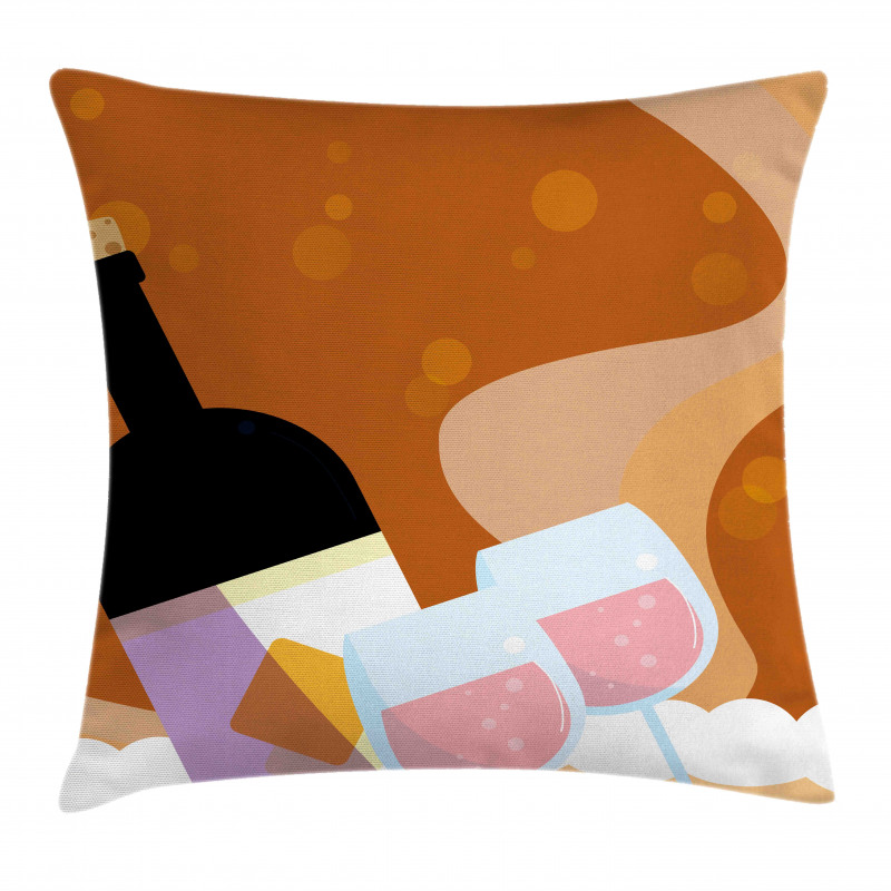 Rose Wine Bottle Cartoon Pillow Cover