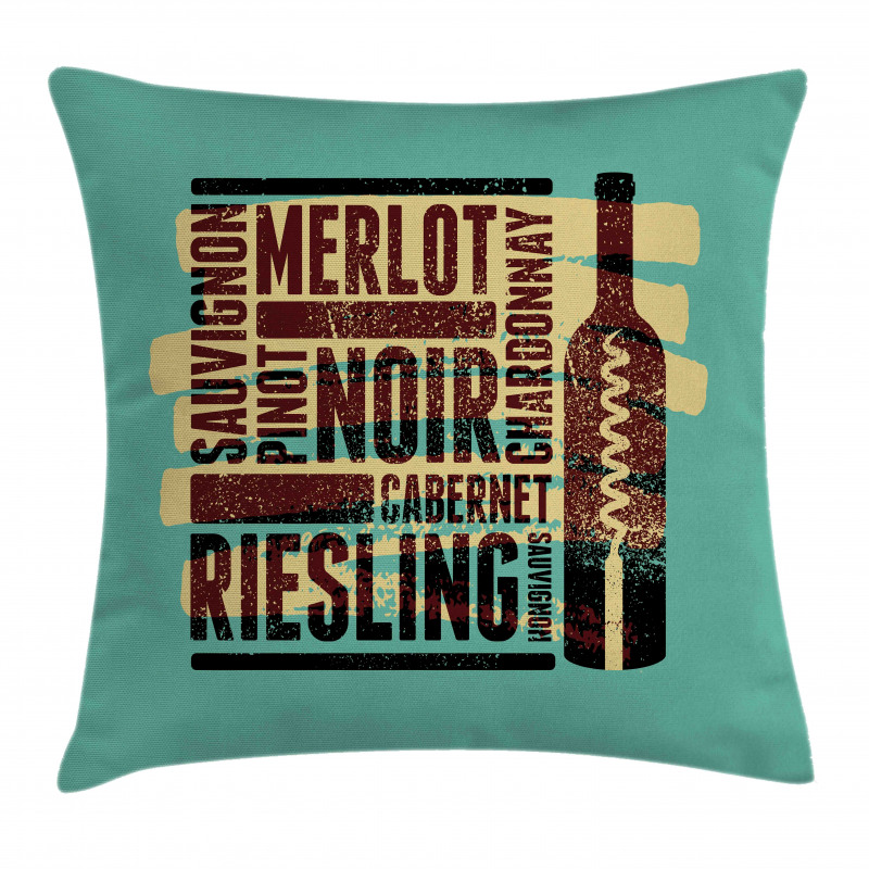 Wine Grapes Types Bottle Pillow Cover