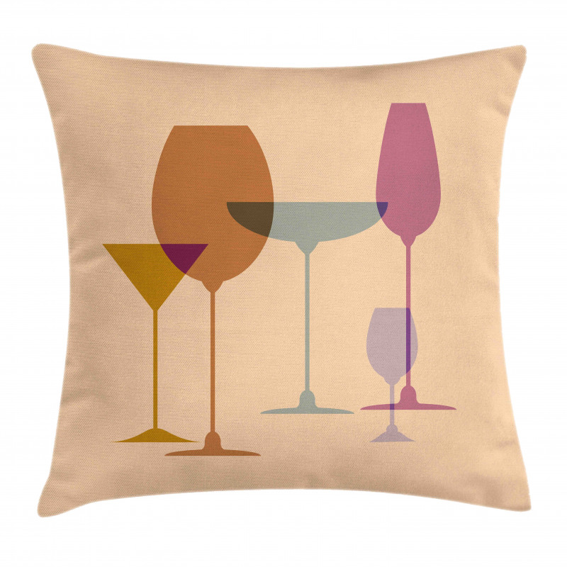 Wine Glasses Silhouette Art Pillow Cover