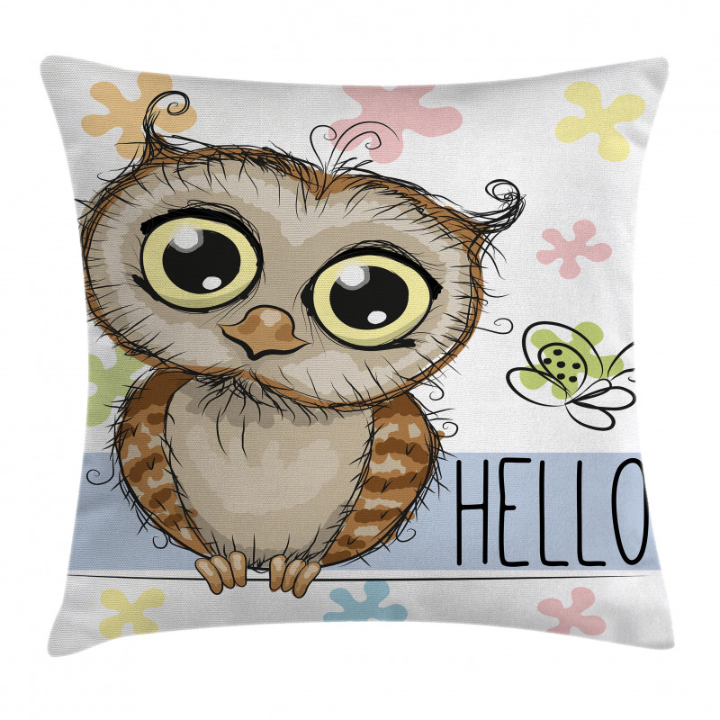 Cartoon Butterfly Hello Pillow Cover