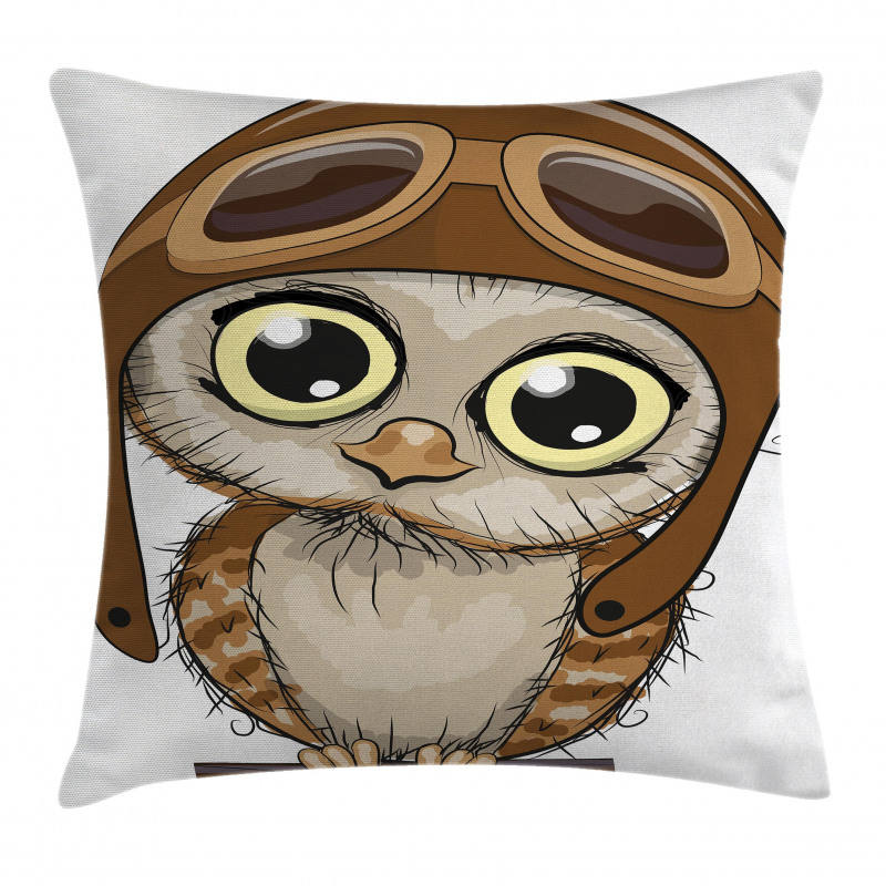 Pilot Hat Big Eyes Comic Pillow Cover