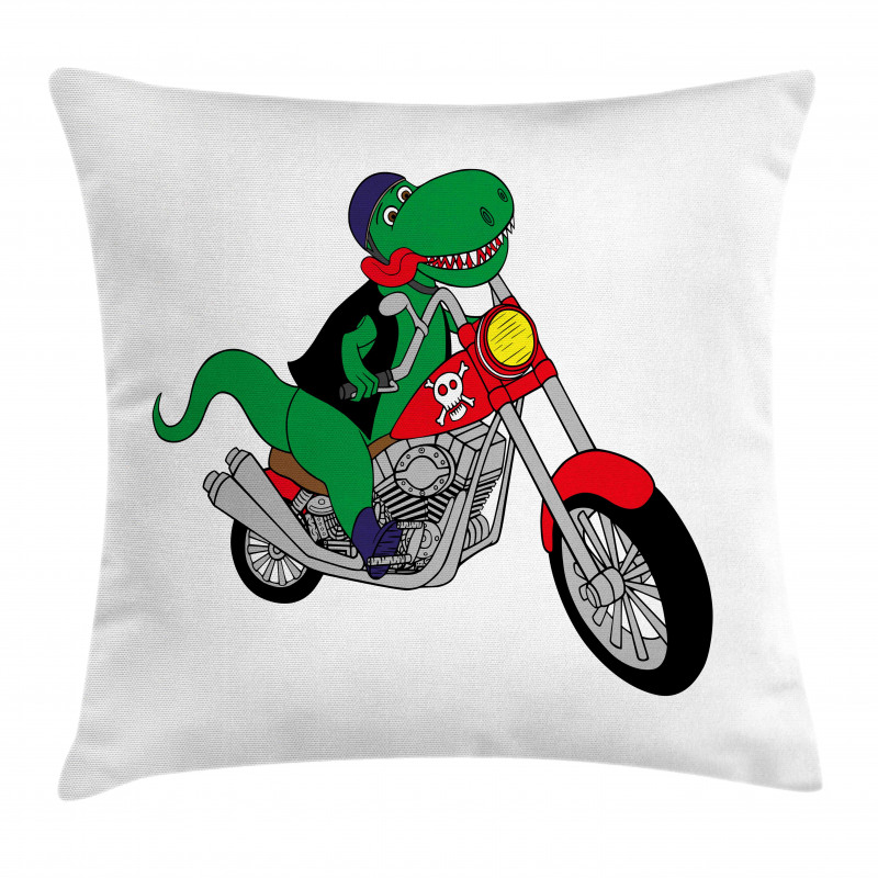 Funny Rider T-rex Pillow Cover