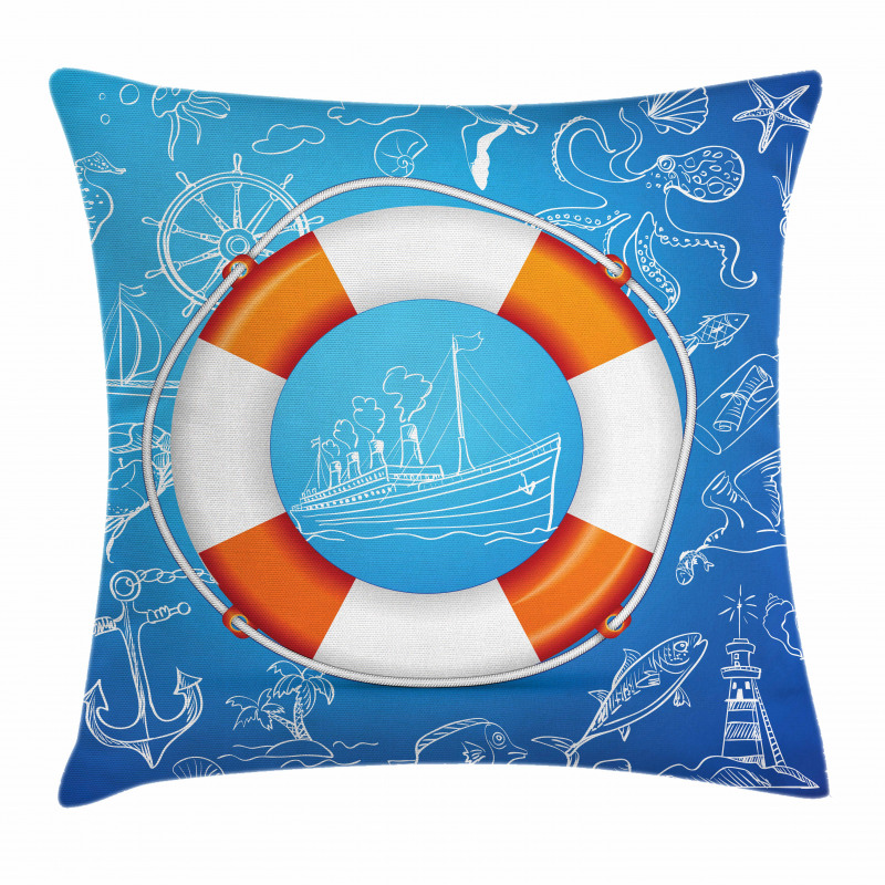 Palm Tree Island Octopus Pillow Cover