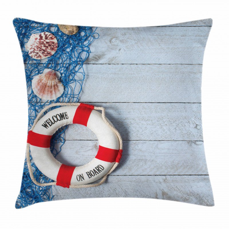 Fishing Net Wood Seashell Pillow Cover