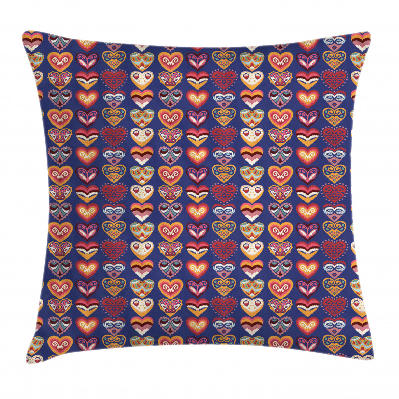 Colorful Hearts Art Pillow Cover