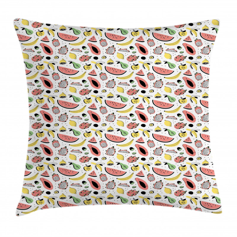 Tasty Food Doodle Pillow Cover