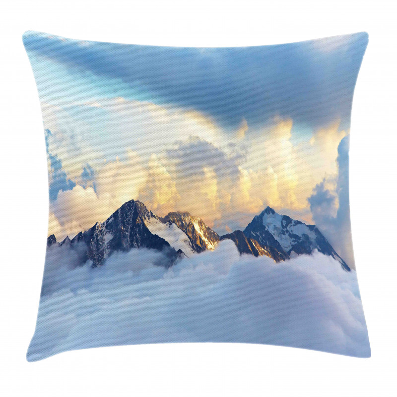 Snowy and Cloudy Peak Pillow Cover