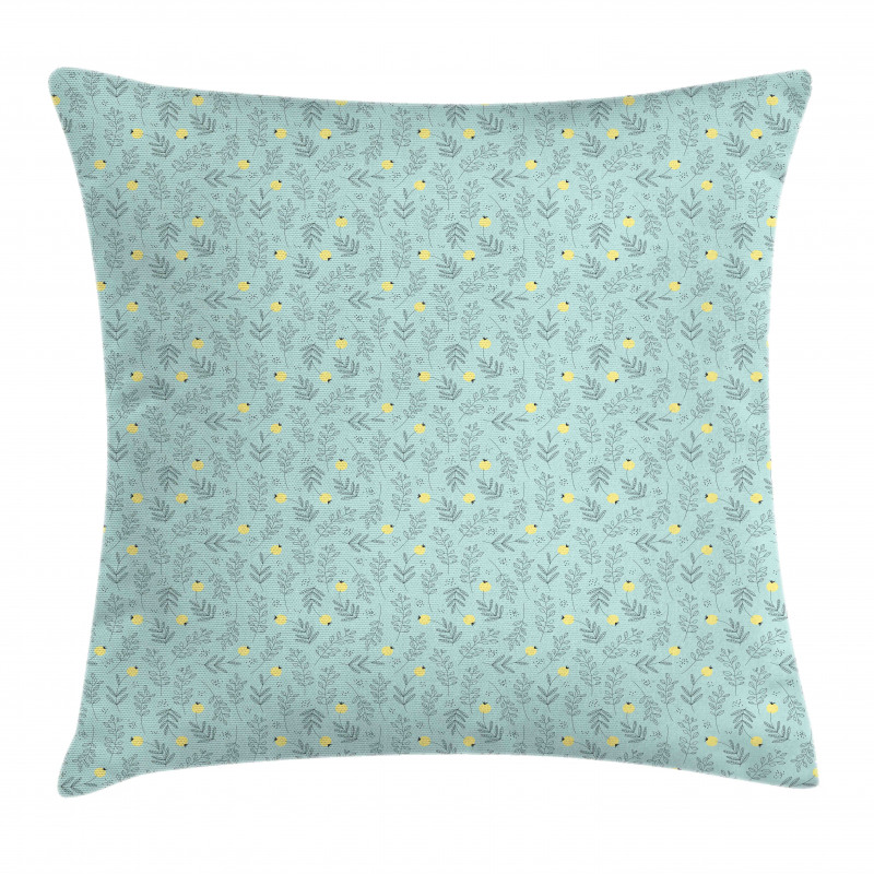 Round Flora with Leaves Pillow Cover