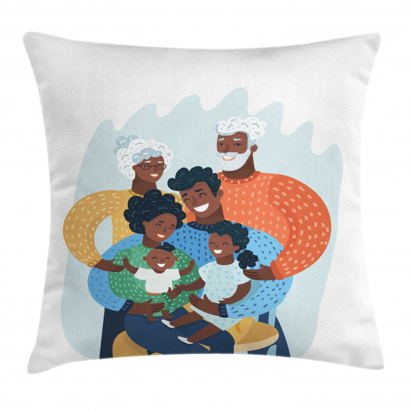 Happy Family Scene Pillow Cover