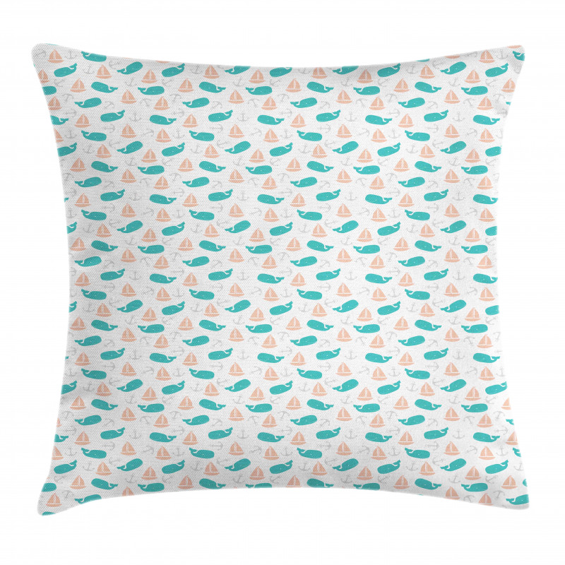 Boats Anchors and Whales Pillow Cover
