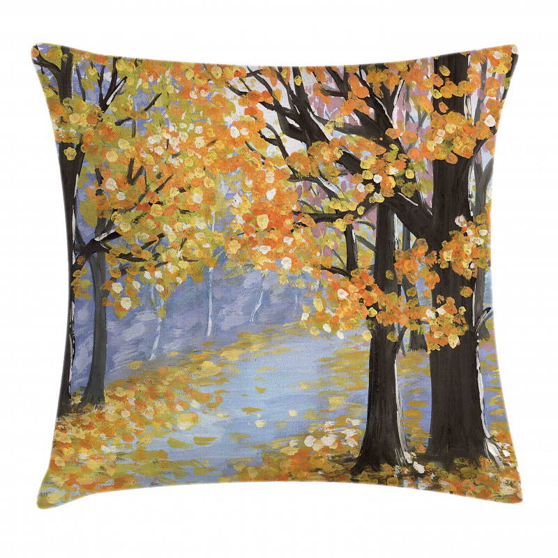 Gouache Autumn Scenery Art Pillow Cover