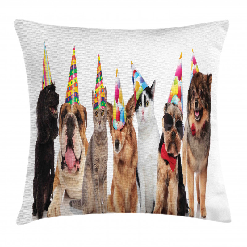 Party Animals in Hats Pillow Cover