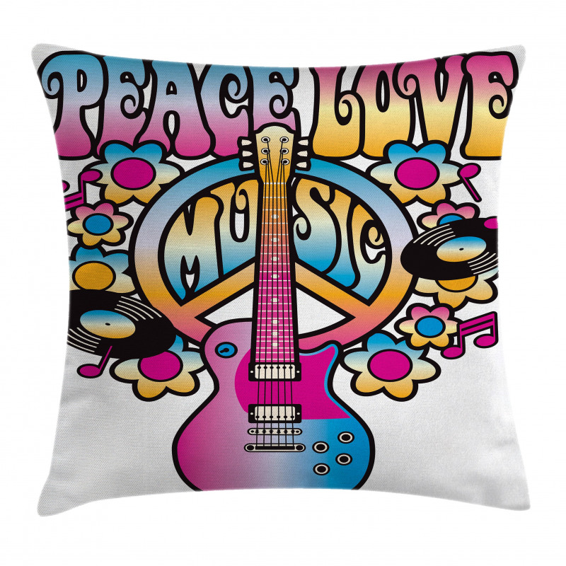 Peace Love Vinyl Music Pillow Cover