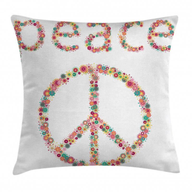 Peace Sign with Flower Pillow Cover