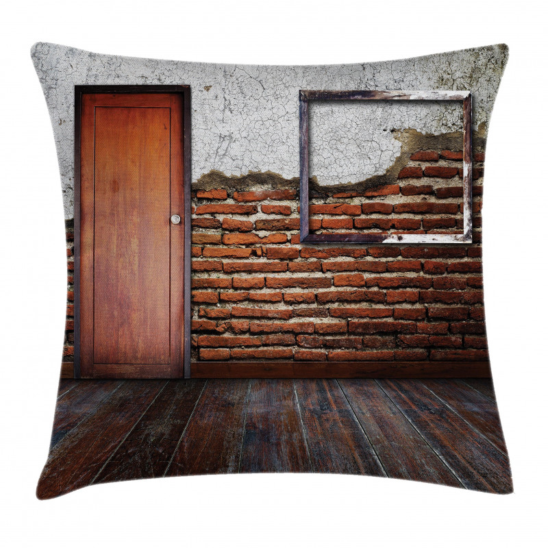 Frame on Old Brick Wall Pillow Cover