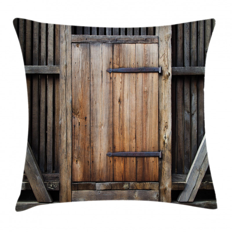 Rustic Rural Wood Door Pillow Cover