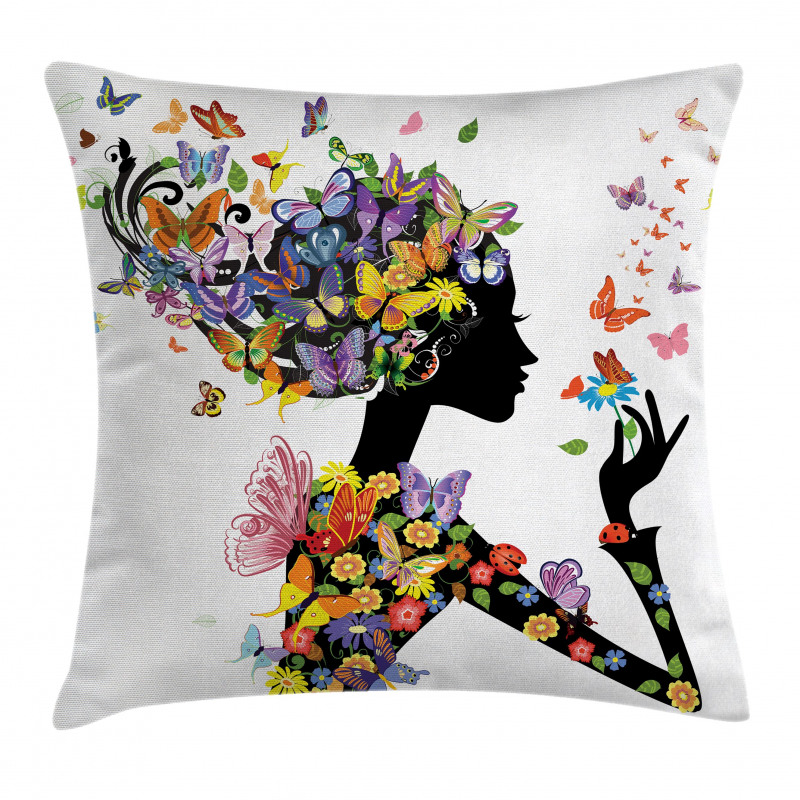 Flowers with Butterfly Pillow Cover