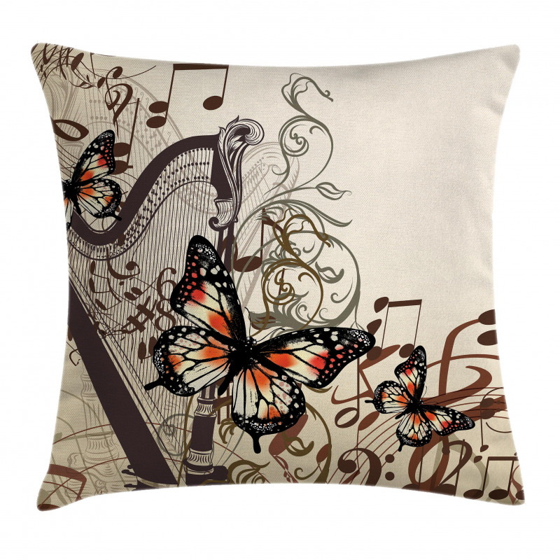 Harp Ornament Butterfly Pillow Cover