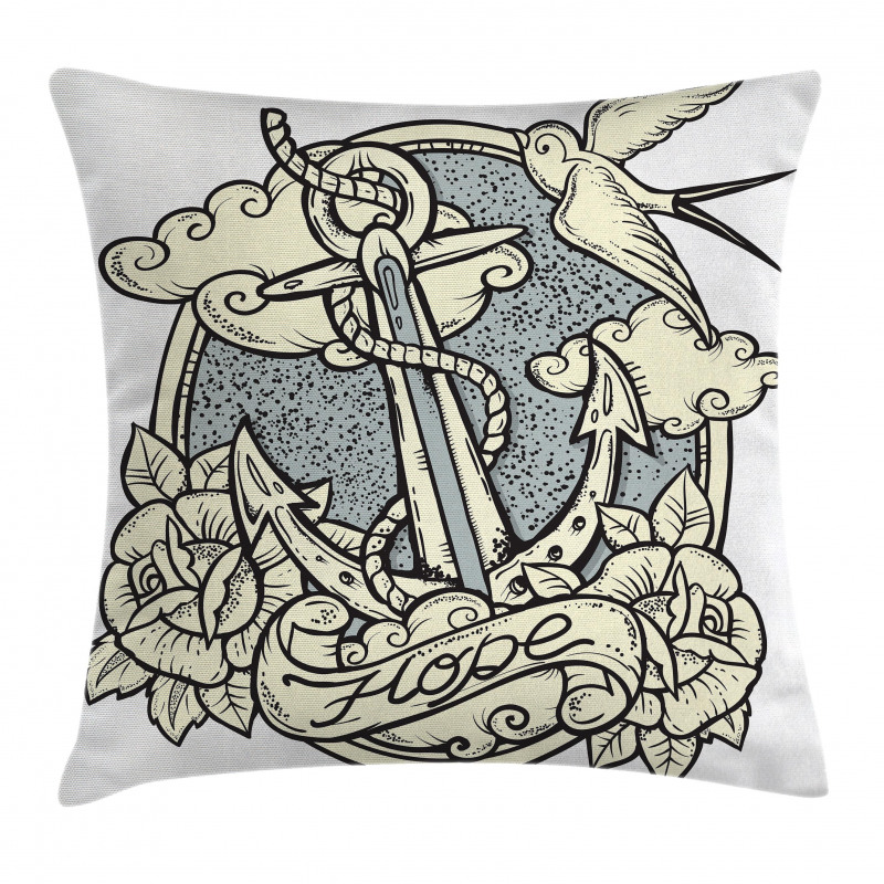 Anchor and Roses Clouds Pillow Cover