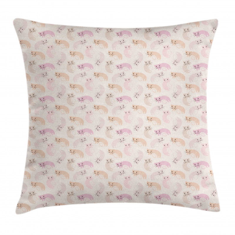 Childish Kitties Pastel Love Pillow Cover