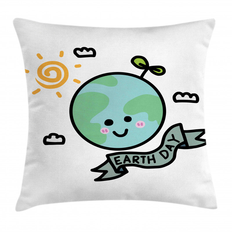 Childish Globe Doodle Pillow Cover