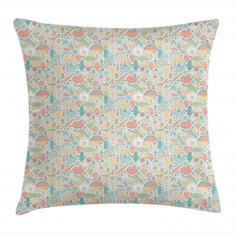 Pastel Organic Food Pillow Cover