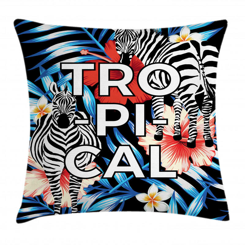 Zebra Hibiscus Blooms Art Pillow Cover