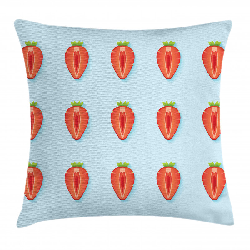 Symmetric Halved Strawberry Pillow Cover