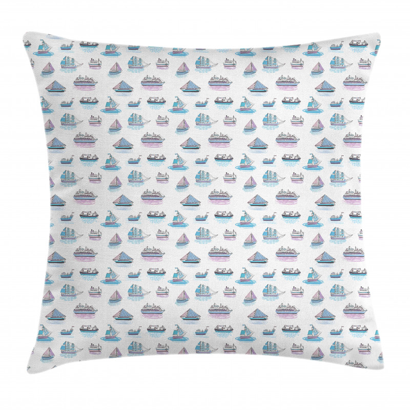 Watercolor Boats Sailing Pillow Cover