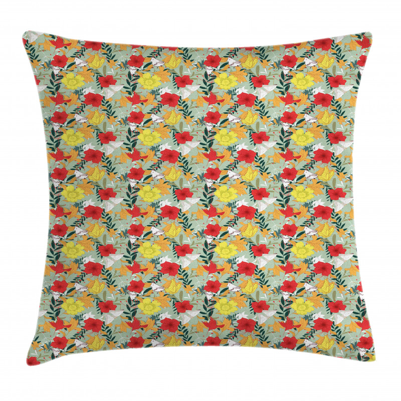 Jungle Blossoms Hibiscus Pillow Cover