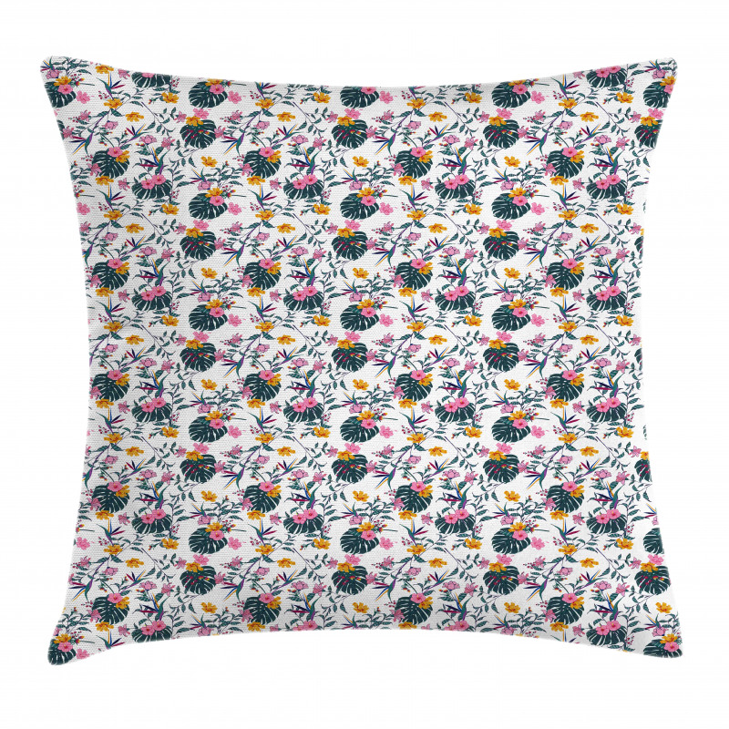 Exotic Foliage Flowers Art Pillow Cover