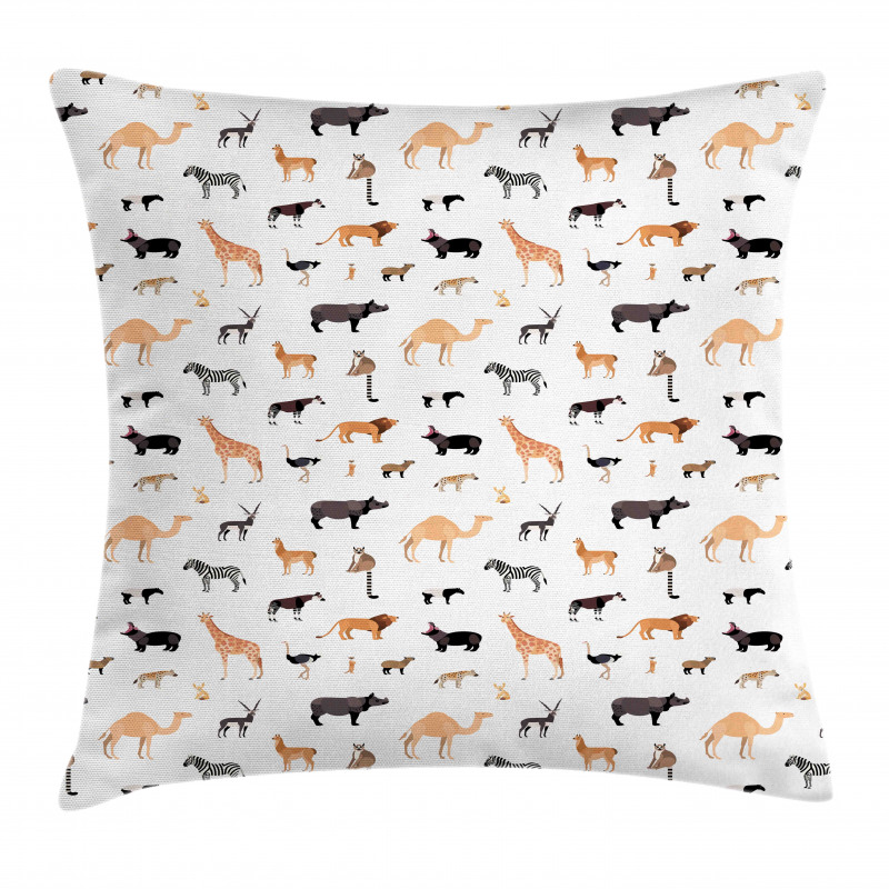 Various Exotic Wild Animals Pillow Cover