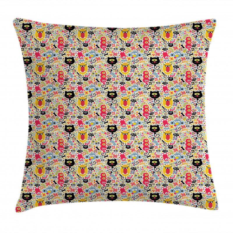 Cartoon Style Monsters Pillow Cover