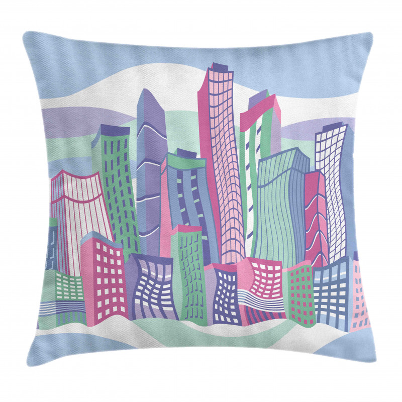 Funny Buildings in City Pillow Cover